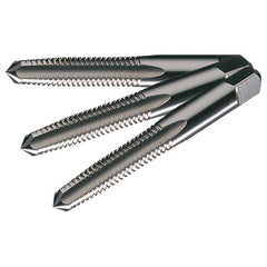‎7/8-14 UNF Flute Carbon Steel Standard Taper, Plug, and Bottoming Hand Tap Set- Bright - Exact Industrial Supply