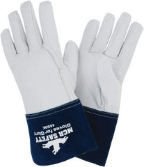 MCR Safety - Size L Kevlar Lined Goatskin Welding Glove - White/Blue, Pair - Americas Industrial Supply