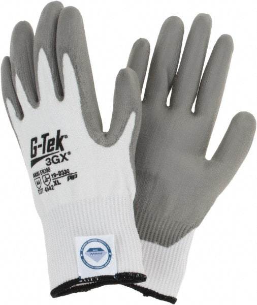 PIP - Size XL, ANSI Cut Lvl A4, Cut Resistant Gloves - Palm & Fingers Coated, White/Gray - Americas Industrial Supply