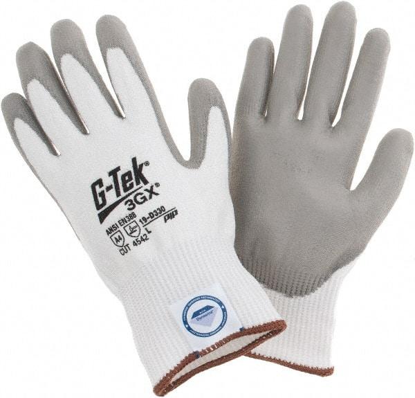 PIP - Size L, ANSI Cut Lvl A4, Cut Resistant Gloves - Palm & Fingers Coated, White/Gray - Americas Industrial Supply