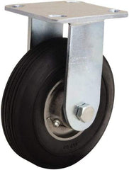 Hamilton - 6" Diam x 2" Wide, Rubber Rigid Caster - 300 Lb Capacity, Top Plate Mount, 4" x 4-1/2" Plate, Straight Roller Bearing - Americas Industrial Supply