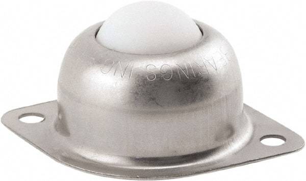 Hudson Bearing - 1 Inch Diameter, Oval, Nylon Ball Transfer - 1.1875 Inch Mount Height, 75 Lb. Capacity - Americas Industrial Supply