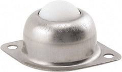 Hudson Bearing - 1 Inch Diameter, Oval, Nylon Ball Transfer - 1.1875 Inch Mount Height, 75 Lb. Capacity - Americas Industrial Supply