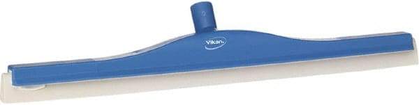 Vikan - 24" Foam Rubber Blade Floor Squeegee - Double Edge, Blue, Plastic Holder - Americas Industrial Supply