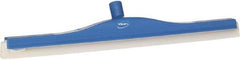 Vikan - 24" Foam Rubber Blade Floor Squeegee - Double Edge, Blue, Plastic Holder - Americas Industrial Supply