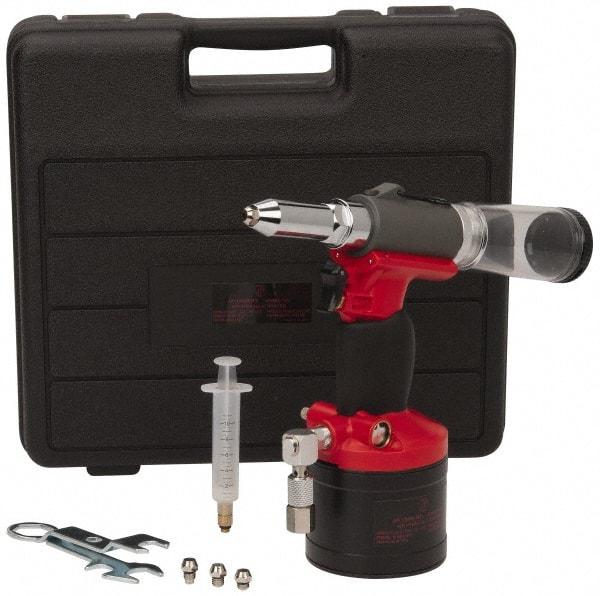 PRO-SOURCE - 3/32, 1/8, 5/32 & 3/16" Capacity, Air Riveter - 4 CFM, 15mm Long Stroke, 1/4 NPT Inlet - Americas Industrial Supply