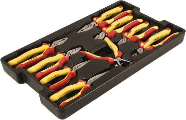 Wiha - 9 Piece Insulated Pliers, Cutters & Molded Tray Hand Tool Set - Comes in Box - Americas Industrial Supply