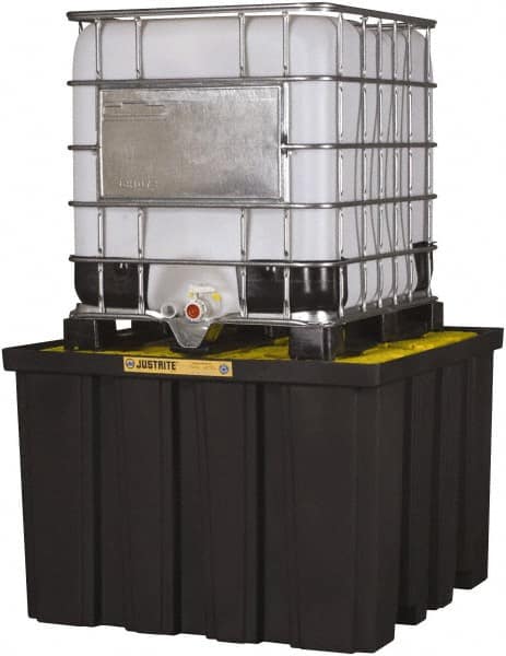 Justrite - 372 Gallon Sump Polyurethane IBC Pallet - 55 Inch Long x 55 Inch Wide x 37-1/2 Inch High, 1 Tote, 9,000 Lbs. Load Capacity, Fork Liftable - Americas Industrial Supply