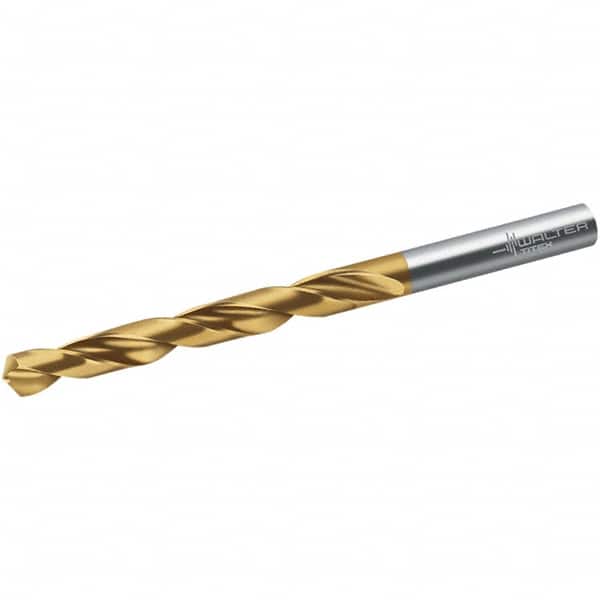 Walter-Titex - 15mm 118° High Speed Steel Jobber Drill - TiN Finish, Right Hand Cut, Spiral Flute, Straight Shank, 169mm OAL, N Point - Americas Industrial Supply