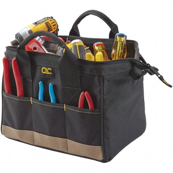 CLC - 14 Pocket Black & Khaki Polyester Tool Bag - 14" Wide x 8-1/2" Deep x 8" High - Americas Industrial Supply