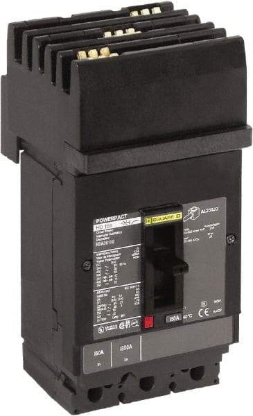 Square D - 15 Amp, 600 VAC, 3 Pole, Plug In Molded Case Circuit Breaker - Thermal Magnetic Trip, Multiple Breaking Capacity Ratings, 14-3/0 AWG - Americas Industrial Supply