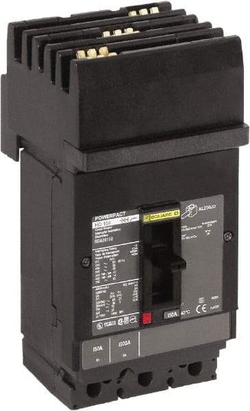 Square D - 100 Amp, 600 VAC, 3 Pole, Plug In Molded Case Circuit Breaker - Thermal Magnetic Trip, Multiple Breaking Capacity Ratings, 14-3/0 AWG - Americas Industrial Supply