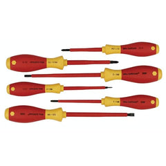 Wiha - 6 Piece Slotted, Phillips & Square Screwdriver Set - Bit Sizes: Philips #1 & #2, Comes in Vinyl Pouch - Americas Industrial Supply