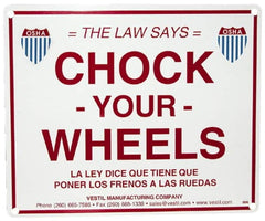 Vestil - "Chock Your Wheels", Aluminum Safety Sign - Use for Accident Prevention - Americas Industrial Supply