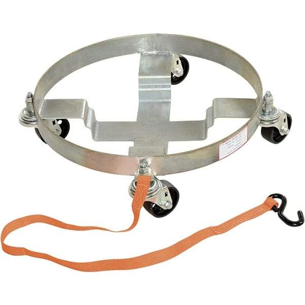Vestil - 1,200 Lb Load Capacity, 30 Gal Drum Dolly - 2-1/2" High, 4 Wheels - Americas Industrial Supply