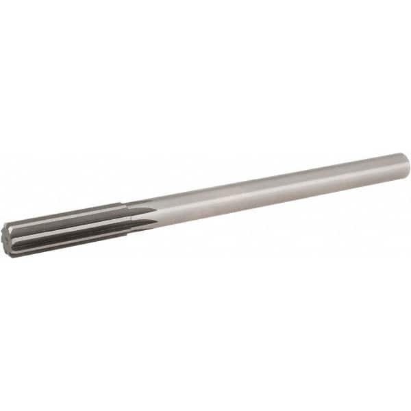 Hertel - 19/32" High Speed Steel Chucking Reamer - Straight Flute, 0.4355" Straight Shank, 2" Flute Length, 8" OAL - Americas Industrial Supply