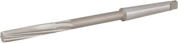 Hertel - 11/32" High Speed Steel 6 Flute Chucking Reamer - Spiral Flute, 1MT Morse Taper Shank, 1-1/2" Flute Length, 6" OAL - Americas Industrial Supply