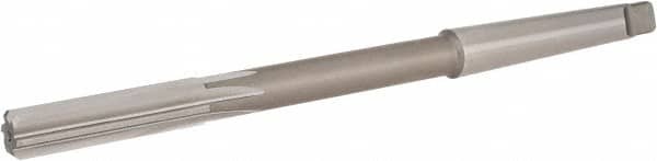 Hertel - 15/32" High Speed Steel 6 Flute Chucking Reamer - Straight Flute, 1MT Morse Taper Shank, 1-3/4" Flute Length, 7" OAL - Americas Industrial Supply