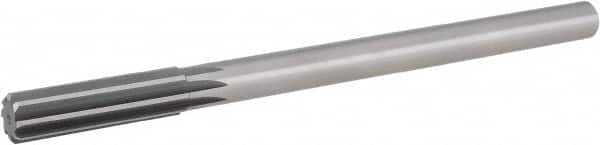 Hertel - 19/32" Cobalt Chucking Reamer - Straight Flute, 0.4355" Straight Shank, 2" Flute Length, 8" OAL - Americas Industrial Supply