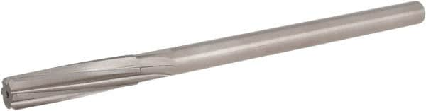 Hertel - 17/32" High Speed Steel 6 Flute Chucking Reamer - Spiral Flute, 0.4355" Straight Shank, 2" Flute Length, 8" OAL - Americas Industrial Supply