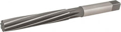 Hertel - 19/32" Diam, Straight Shank, 3.38" Flute, Hand Reamer - Spiral Flute, 6-3/4" OAL, Left Hand Spiral, Right Hand Cut, 8 Flutes, High Speed Steel - Americas Industrial Supply