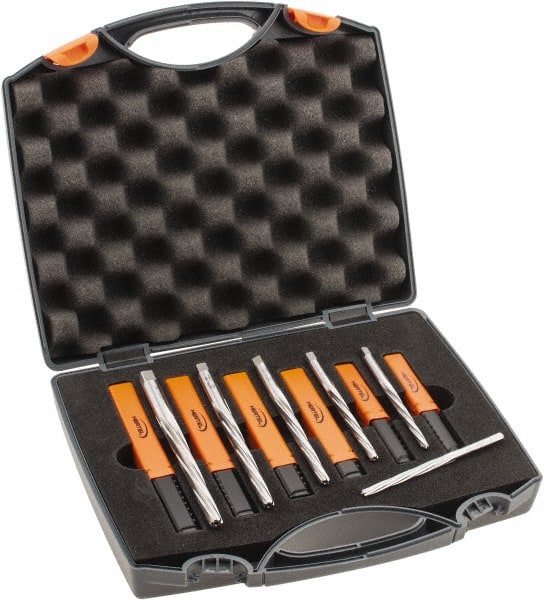 Hertel - #7/0 to #0 Pin, 0.0666 to 0.1638" Diam, 0.0497 to 0.1287" Small End, Straight Shank, Taper Pin Reamer Set - Americas Industrial Supply