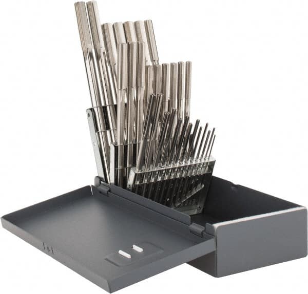 Hertel - 1/16" to 1/2", Chucking Reamer Set - Straight Flute, Right Hand Cut, 29 Pieces - Americas Industrial Supply