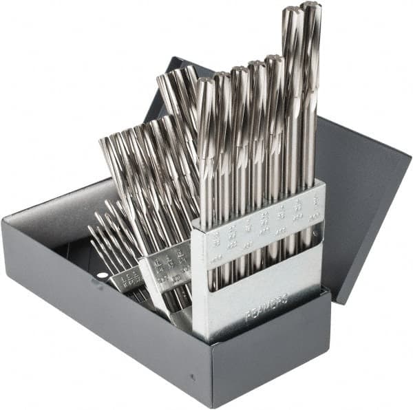 Hertel - 1/16" to 1/2", Chucking Reamer Set - Spiral Flute, Right Hand Cut, 29 Pieces - Americas Industrial Supply