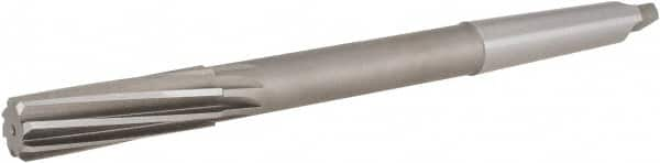 Hertel - 27/32" High Speed Steel 12 Flute Chucking Reamer - Spiral Flute, 2MT Morse Taper Shank, 2-1/2" Flute Length, 9-1/2" OAL - Americas Industrial Supply