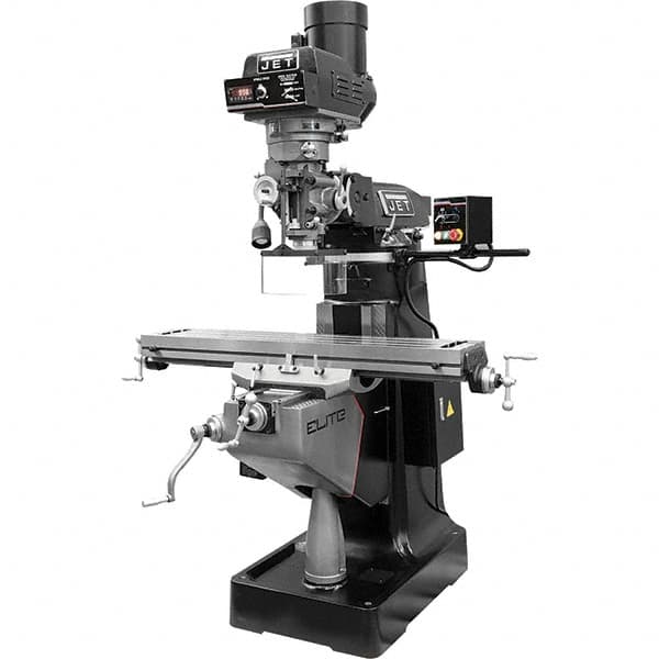 Jet - 9" Table Width x 49" Table Length, Electronic Variable Speed Control, 3 Phase Knee Milling Machine - R8 Spindle Taper, 3 hp - Americas Industrial Supply