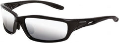 CrossFire - Silver Mirror Lenses, Framed Safety Glasses - Scratch Resistant, Black Frame, Size Universal, Wrap Around - Americas Industrial Supply