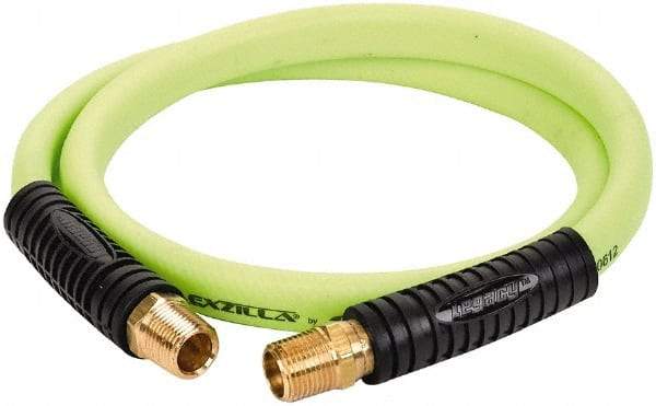 Legacy - 1/2" ID x 0.74" OD 4' Long Lead-In Whip Hose - FNPT x MNPT Swivel Ends, 300 Working psi, 140°, 1/2" Fitting, Green - Americas Industrial Supply