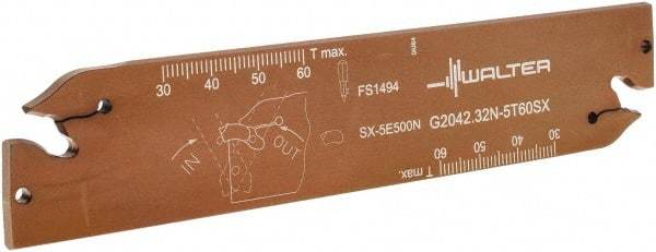 Walter - 1.2598" Blade Height, 5.9055" OAL, Neutral Cut, Double End Indexable Cut-Off Blade - 60mm Max Depth of Cut, G2042 N Blade - Americas Industrial Supply
