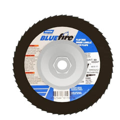 Norton - 60 Grit, 7" Disc Diam, 5/8-11 Center Hole, Type 29 Zirconia Alumina Flap Disc - 8,600 Max RPM, Cloth Backing, Arbor Attaching System, Coated - Americas Industrial Supply
