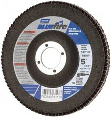 Norton - 80 Grit, 5" Disc Diam, 7/8" Center Hole, Type 29 Zirconia Alumina Flap Disc - 12,000 Max RPM, Cloth Backing, Arbor Attaching System, Coated - Americas Industrial Supply
