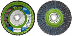 Norton - 120 Grit, 4-1/2" Disc Diam, 7/8" Center Hole, Type 29 Ceramic Alumina Flap Disc - 13,300 Max RPM, Polyester Backing, Arbor Attaching System, Coated - Americas Industrial Supply