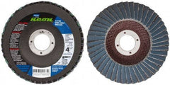 Norton - 80 Grit, 4-1/2" Disc Diam, 7/8" Center Hole, Type 29 Ceramic Alumina Flap Disc - 13,300 Max RPM, Polyester Backing, Arbor Attaching System, Coated - Americas Industrial Supply