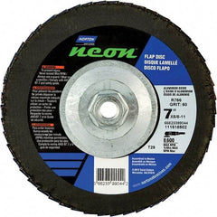 Norton - 60 Grit, 7" Disc Diam, 5/8-11 Center Hole, Type 29 Ceramic Alumina Flap Disc - 8,600 Max RPM, Polyester Backing, Arbor Attaching System, Coated - Americas Industrial Supply