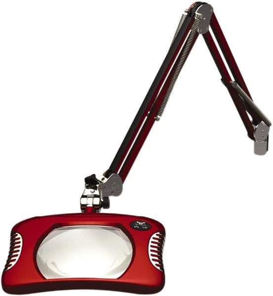 O.C. White - 43 Inch, Spring Suspension, Clamp on, LED, Blaze Red, Magnifying Task Light - 8 Watt, 7.5 and 15 Volt, 2x Magnification, 5-1/4 Inch Wide, 7 Inch Long - Americas Industrial Supply