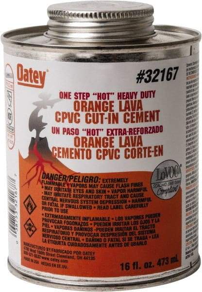 Oatey - 16 oz All-Purpose Medium Bodied Cement - Orange, Use with PVC & CPVC - Americas Industrial Supply