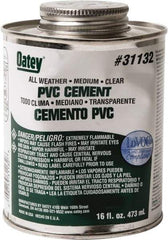 Oatey - 16 oz All-Purpose Medium Bodied Cement - Clear, Use with PVC - Americas Industrial Supply