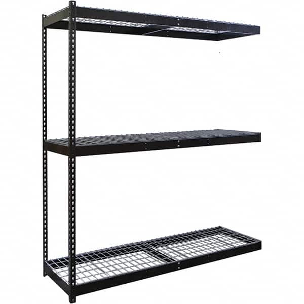 Hallowell - 3 Shelf Add-On Wire Deck Open Steel Shelving - 1 Lb Capacity, 60" Wide x 84" High x 36" Deep, Black - Americas Industrial Supply