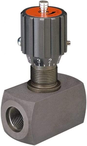 HYDAC - 1/2" Pipe, Inline Flow Control Needle Valve - SAE Ends, Carbon Steel Valve, 5,000 Max psi - Americas Industrial Supply