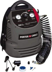 Porter-Cable - 0.8 hp, 2 CFM at 90 psi Hand Carry Compressor - 1.5 Gallon Tank, 10 Amp, 150 Max psi, 120V - Americas Industrial Supply