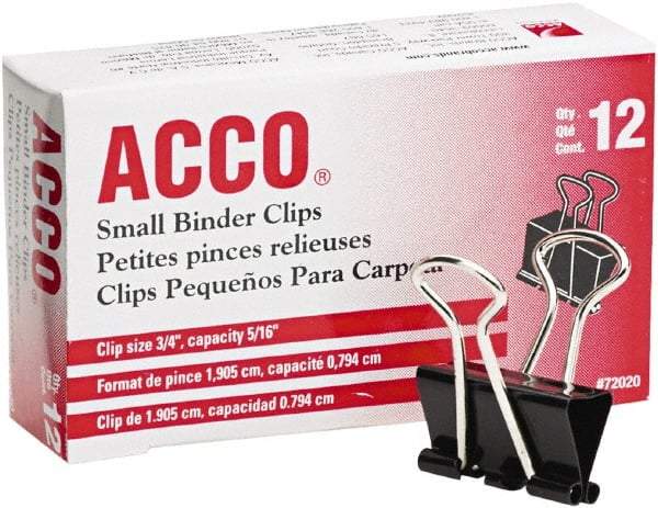 ACCO - 3/4" Wide Binder Clip - Black/Silver - Americas Industrial Supply