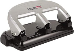 PaperPro - Paper Punches Type: 40 Sheet Manual Three Hole Punch Color: Black/Silver - Americas Industrial Supply