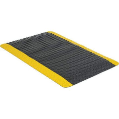 Wearwell - 3' Long x 2' Wide, Dry Environment, Anti-Fatigue Matting - Black with Yellow Borders, Vinyl with Urethane Sponge Base, Beveled on 4 Sides - Americas Industrial Supply