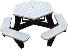 Vestil - 69-1/2" Long x 69-1/2" Wide x 30-1/4" High Stationary Hexagon Picnic Table - Gray, Recycled Plastic - Americas Industrial Supply