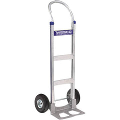 Wesco Industrial Products - 600 Lb Capacity 49" OAH Hand Truck - 14 x 7-1/2" Base Plate, Swept Back, Continuous Handle, Aluminum, Full Pneumatic Wheels - Americas Industrial Supply