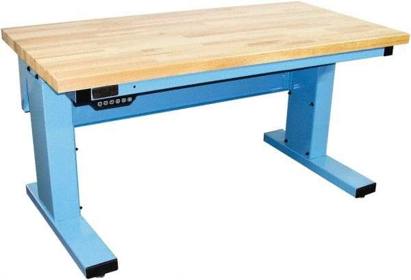 Proline - No Drawers, Work Bench - 1,000 Lb Capacity, Butcher Block Maple Top, Light Blue, 30" Wide x 30-1/2" High x 72" Long - Americas Industrial Supply